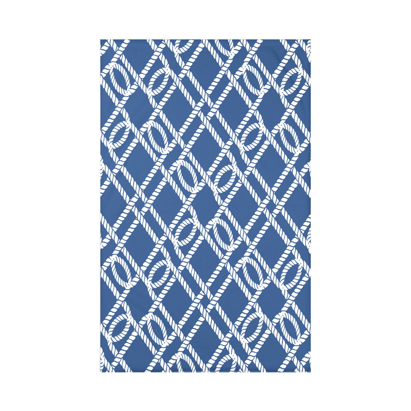 Jeté à motif géométrique Nautical Nights, L 60 po x l 50 po x P 0,5 po, Bleu