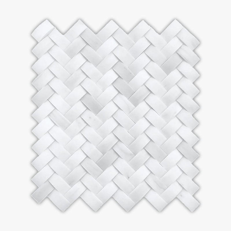 Bianco Dolomiti 11" x 12" Marble Herringbone Mosaic Wall & Floor Tile