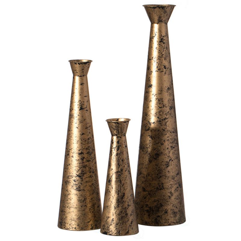 Vase de plancher décoratif en métal brossé, H 23,75 po x l 6,75 po x P 6,75 po, 1 pièce