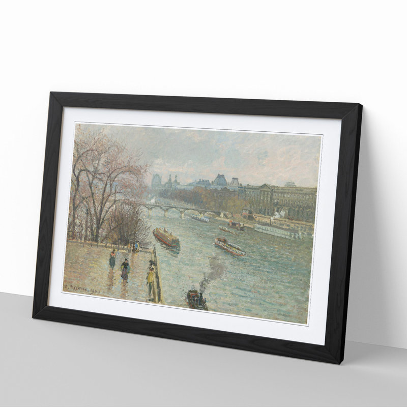 Afternoon Rainy Weather by Camille Pissarro - Picture Frame Painting, 36cm H x 48cm W x 2cm D, Black Framed
