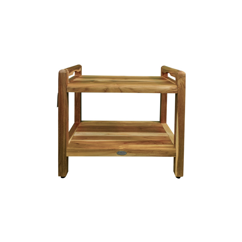 EcoDecors, Earthy Teak Classic Teak Shower Bench, with LiftAid Arms, 21" H x 24" W x 14" D