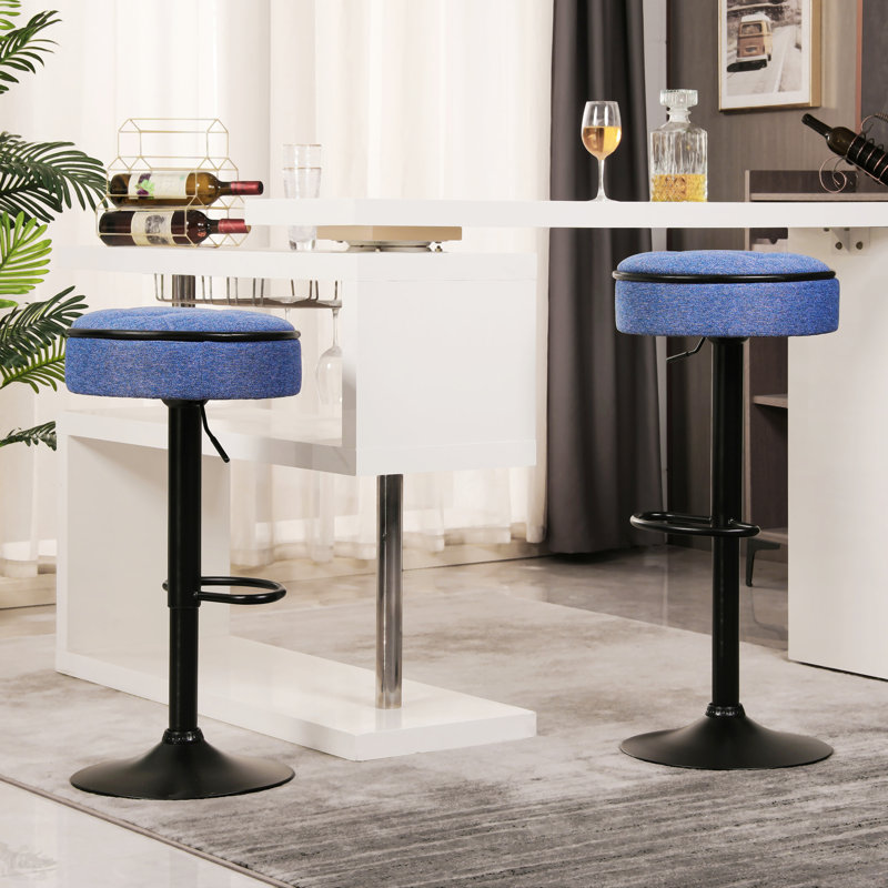 Round Storage Bar Stool Set Of 2, Blue