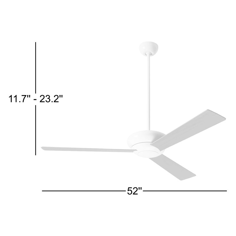 52'' Ceiling Fan, Gloss White, Handheld Remote Control (2-wire), White