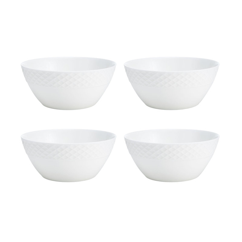 White Porcelain Trellis 16-Piece Dinnerware Set, Service for 4