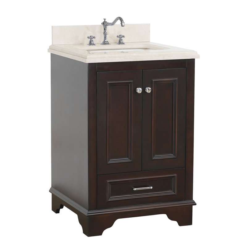 Loughlam 24'' Single Bathroom Vanity with Top, Chocolate, Quartz