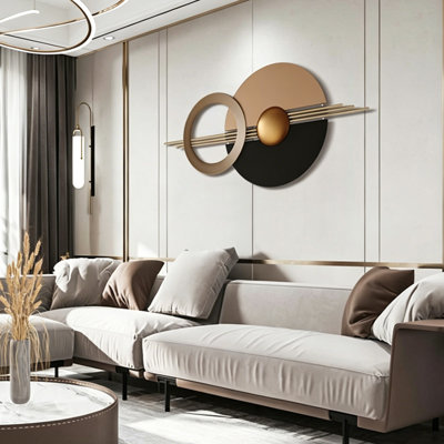 Décoration murale moderne en métal de luxe moderne à motif géométrique en forme de cercle en demi-cercle en fer forgé pour table d'appoint