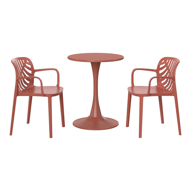 Ensemble repas d'extérieur rond, Rouge