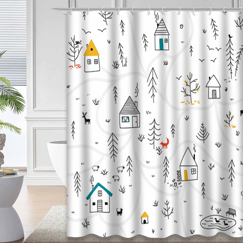 Rideau de douche avec 12 crochets, 72" L x 72" W