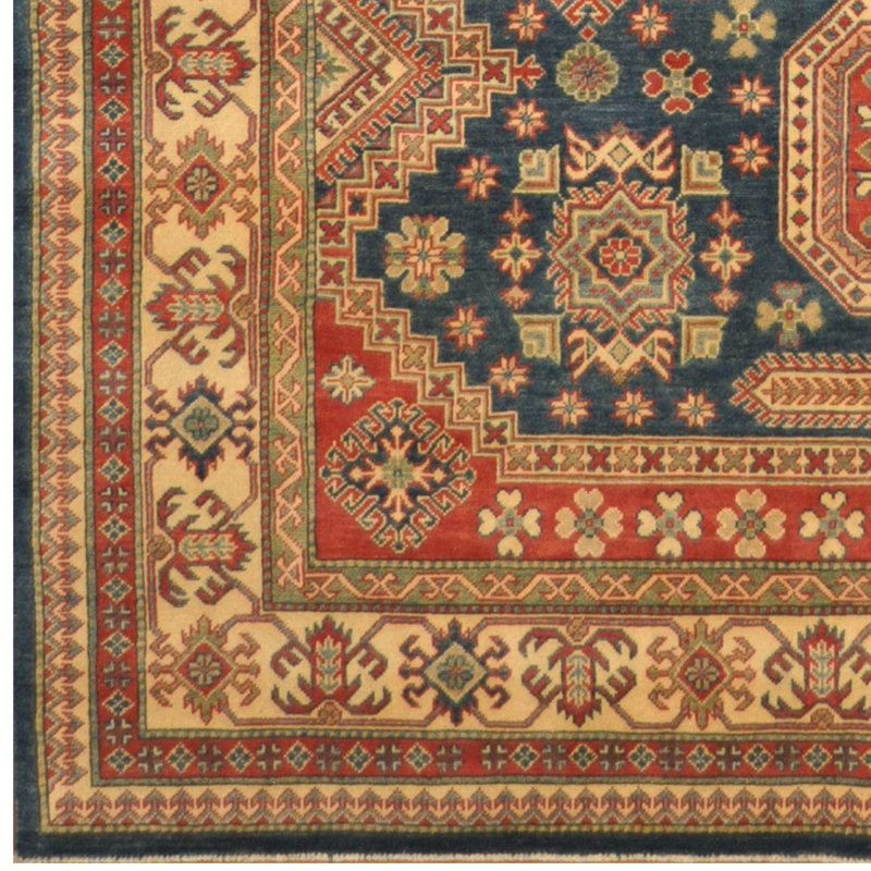 Tapis unique en laine noué à la main brun / ivoire / rouge de 8 pi 2 po x 10 pi 1 po Jevon