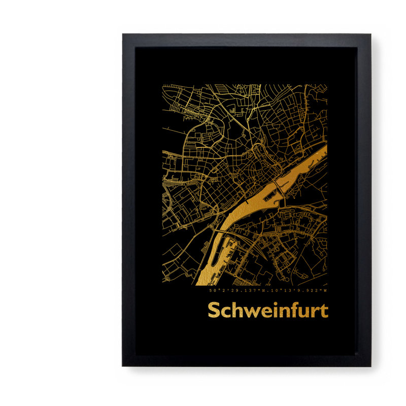 Schweinfurt Map - Single Picture Frame Print, 42.5cm H x 32.5cm W x 3.5cm D
