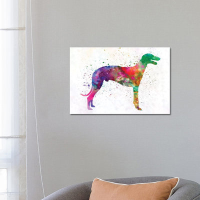 Lévrier à l'aquarelle par Paul Rommer - peinture sur toile tendue