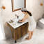 Meuble-lavabo moderne en bois de chêne avec meuble-lavabo et lavabo, conception peu encombrante