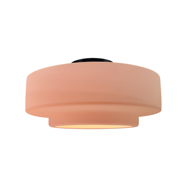 Plafonnier semi-encastré Radiance, H 7,25 po x l 14,5 po x P 14,5 po, Rosé brillant, Noir mat