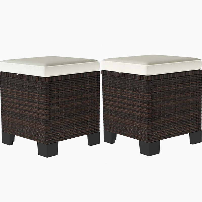 Ensemble de 2 repose-pieds d'extérieur beige, Beige