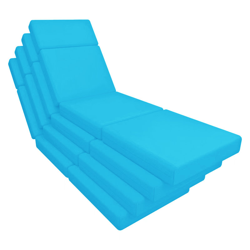 Coussins de méridienne d'extérieur de 4 po (ensemble de quatre), 44" W x 21" D, Blue/White Striped