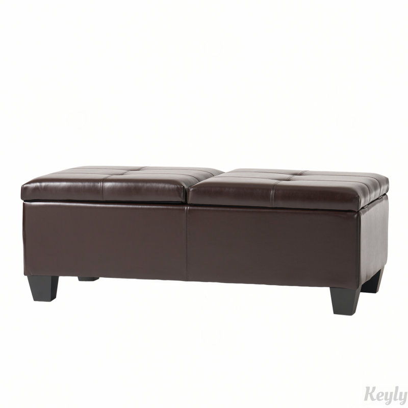 Banc de rangement repose-pieds, Brun