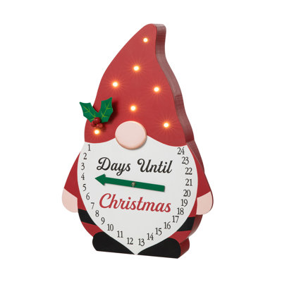 Lighted Wooden Christmas Gnome Countdown Calendar -  The Holiday AisleÂ®, 4C70FD0450174C1B9E76532AC843D7BA