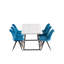 Grizelda 6 Person Dining set - a Rectangular Extendable Dining Table with Metal Legs and a Set of 6 Quilted Velvet Dining Chairs for Dining Room - Modern Dining Table Set-743701883-743701885