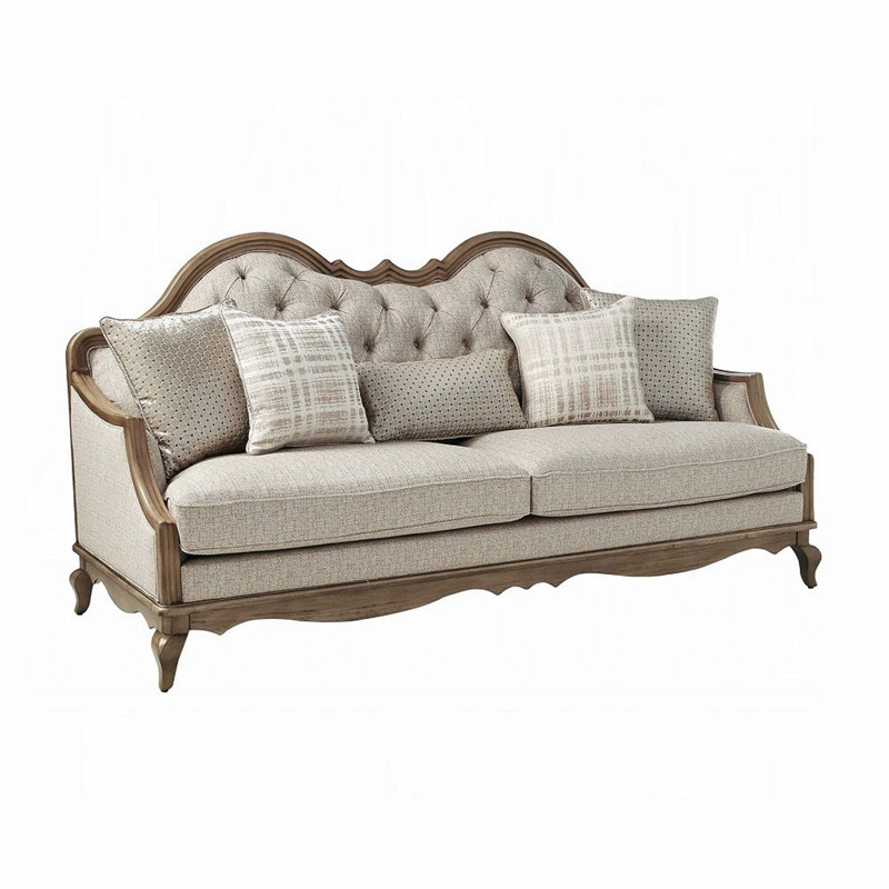 Aeryona Recessed Arm Sofa in Beige and Antique Taupe