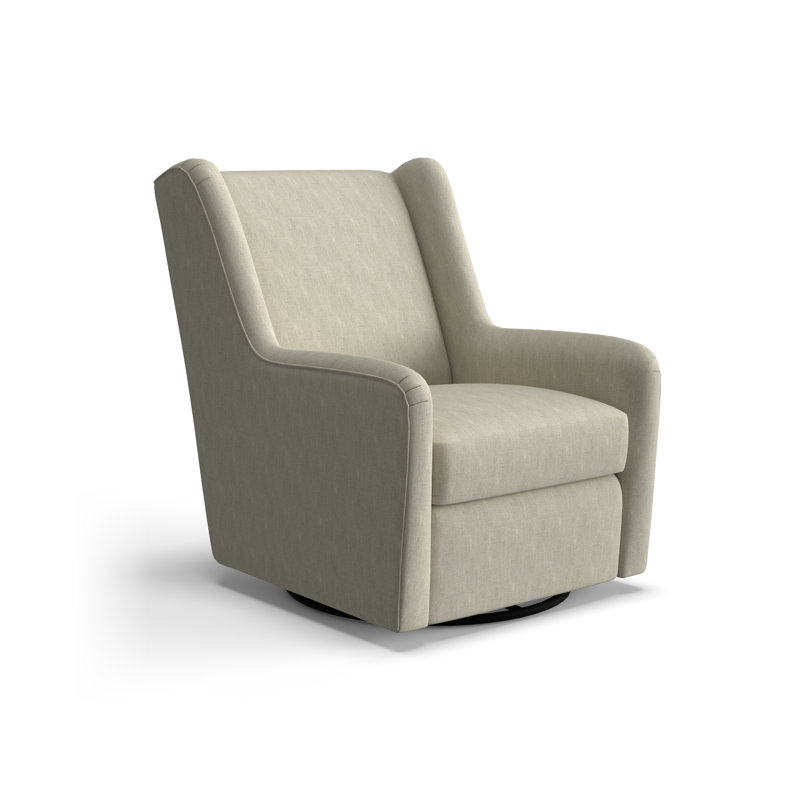 Fauteuil oscillant pivotant Miranda, Tissu performance beige défense