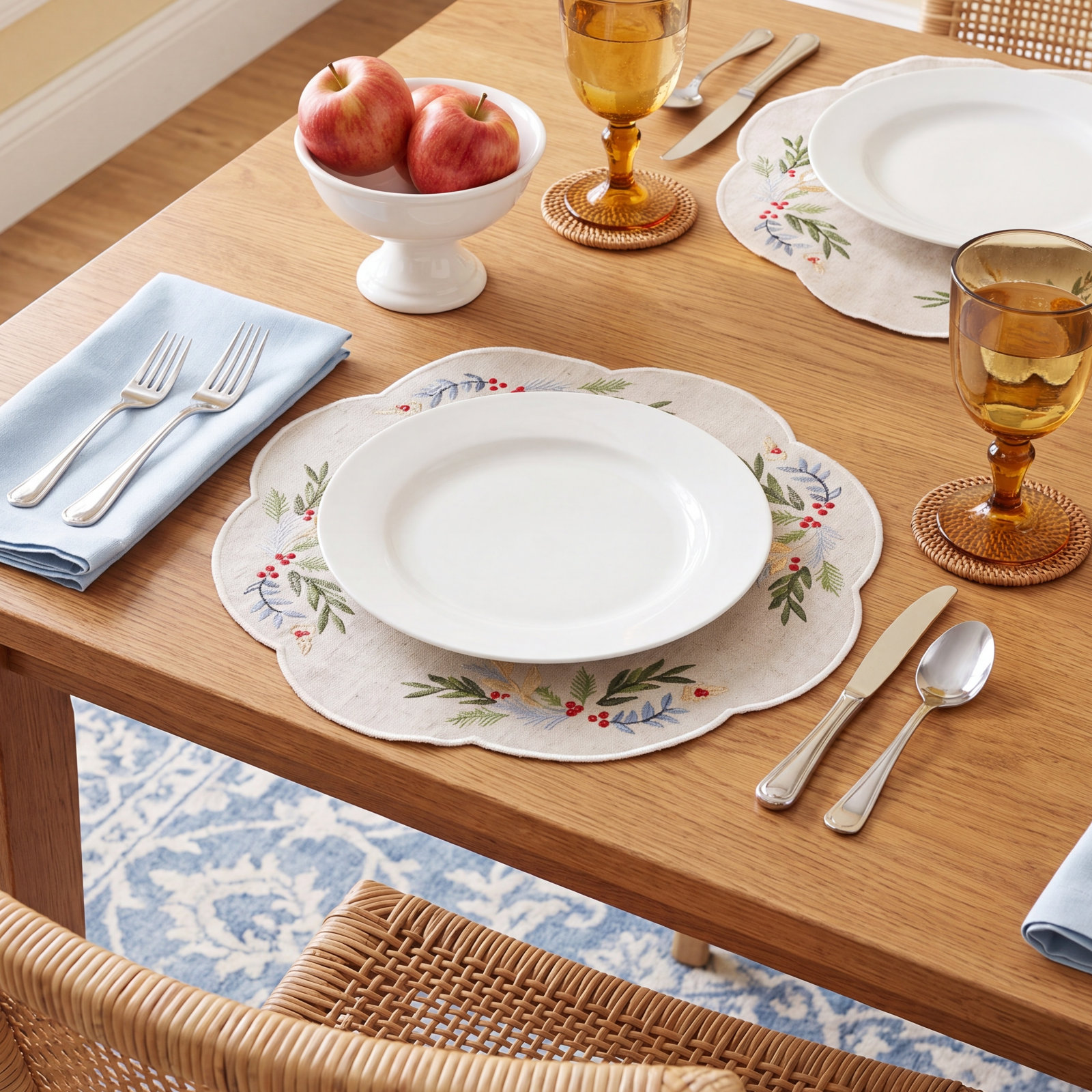 French Perle Embroidered Placemat