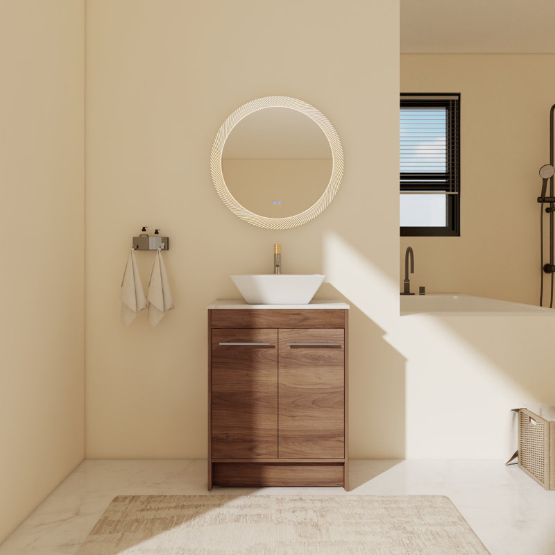 Meuble-lavabo sur pied simple 24 po avec plateau en céramique Cliett