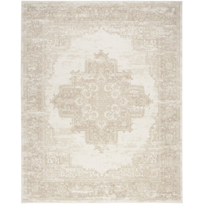 Burnie Oriental Ivory/Beige Area Rug