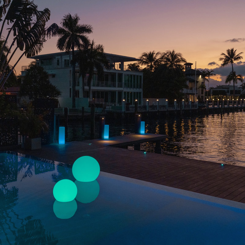Pearl 9.8" Battery Powered Integrated LED Color Changing Outdoor Floating Light, 14" Height