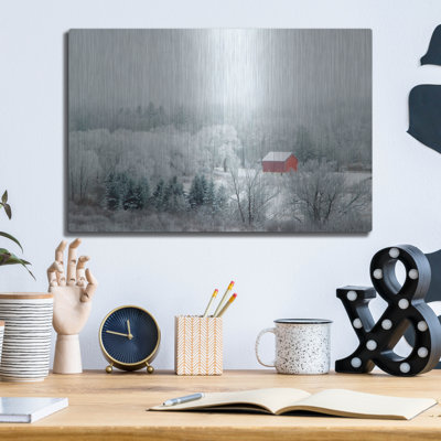 Art mural en métal luxueux «Red Barn» par Brooke T. Ryan, art mural en métal, 16 po x 12 po