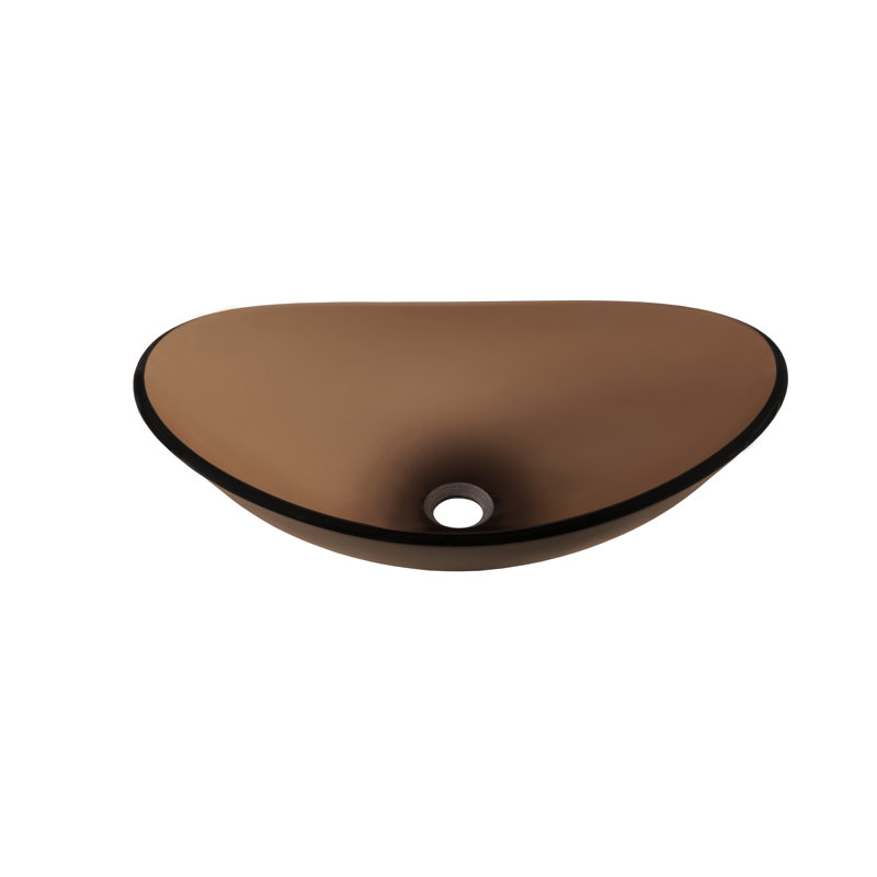 Novatto 15'' Brown Glass Oval Bathroom Sink, Oil Rubbed Bronze