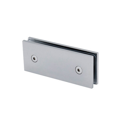 7F185B7D595445CBBBA10907A788F32E Square 180 Degree Glass to Glass Clamp 2 Holes in Glass - Polished Chrome