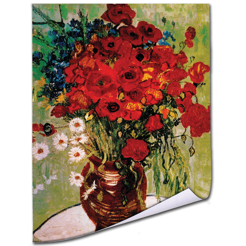  Art mural sur toile tendue - «Van Daisies and Poppies» de Vincent van Gogh pour décoration de salon, de chambre à coucher ou de bureau - 18 x 24