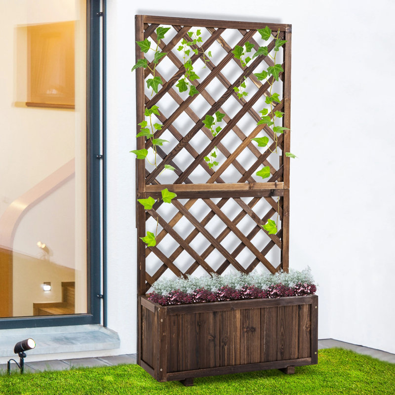 Brekin Wood Elevated Planter, Brown