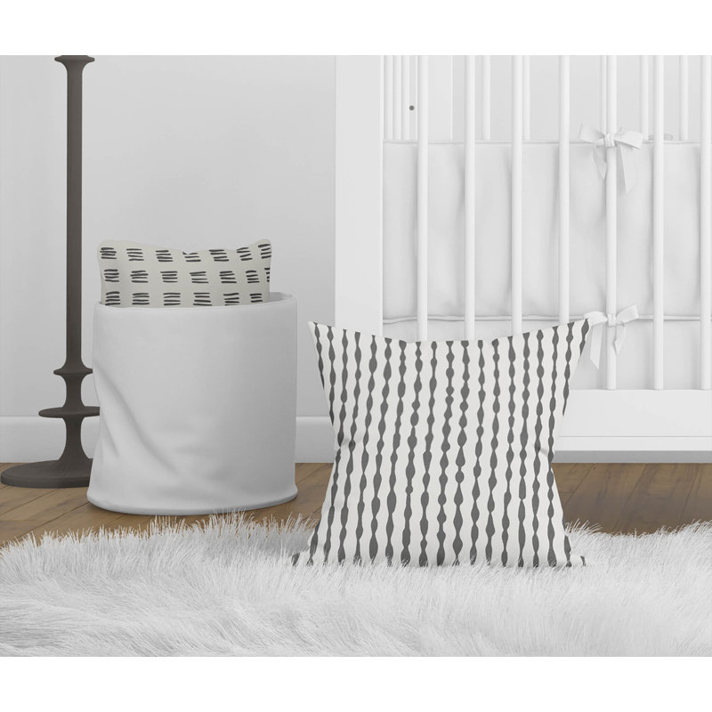 Coussin Play Way, H 16 po x l 16 po, Ivoire / rayures gris anthracite