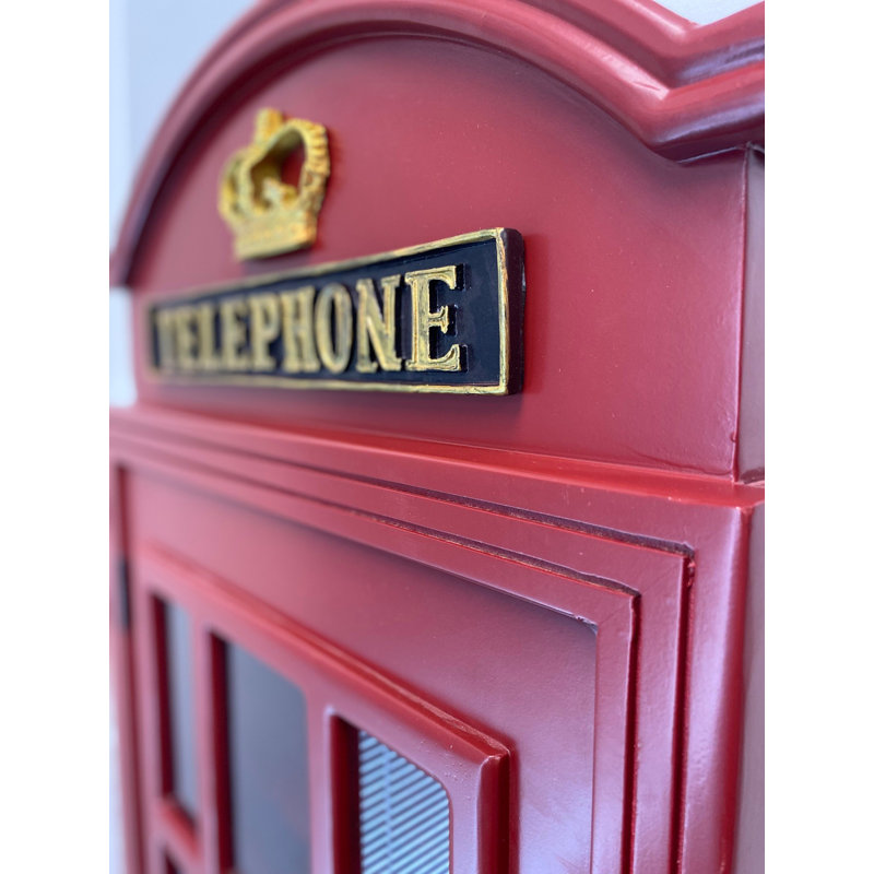 Red Old English Telephone Booth  Pool Cue Rack By RAM Game Room