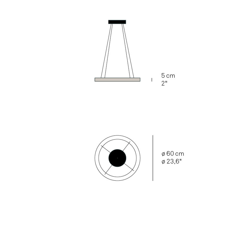 Oh! Line 1 - Light LED Pendant, 2" H x 31.5" W x 31.5" D, Sea Blue