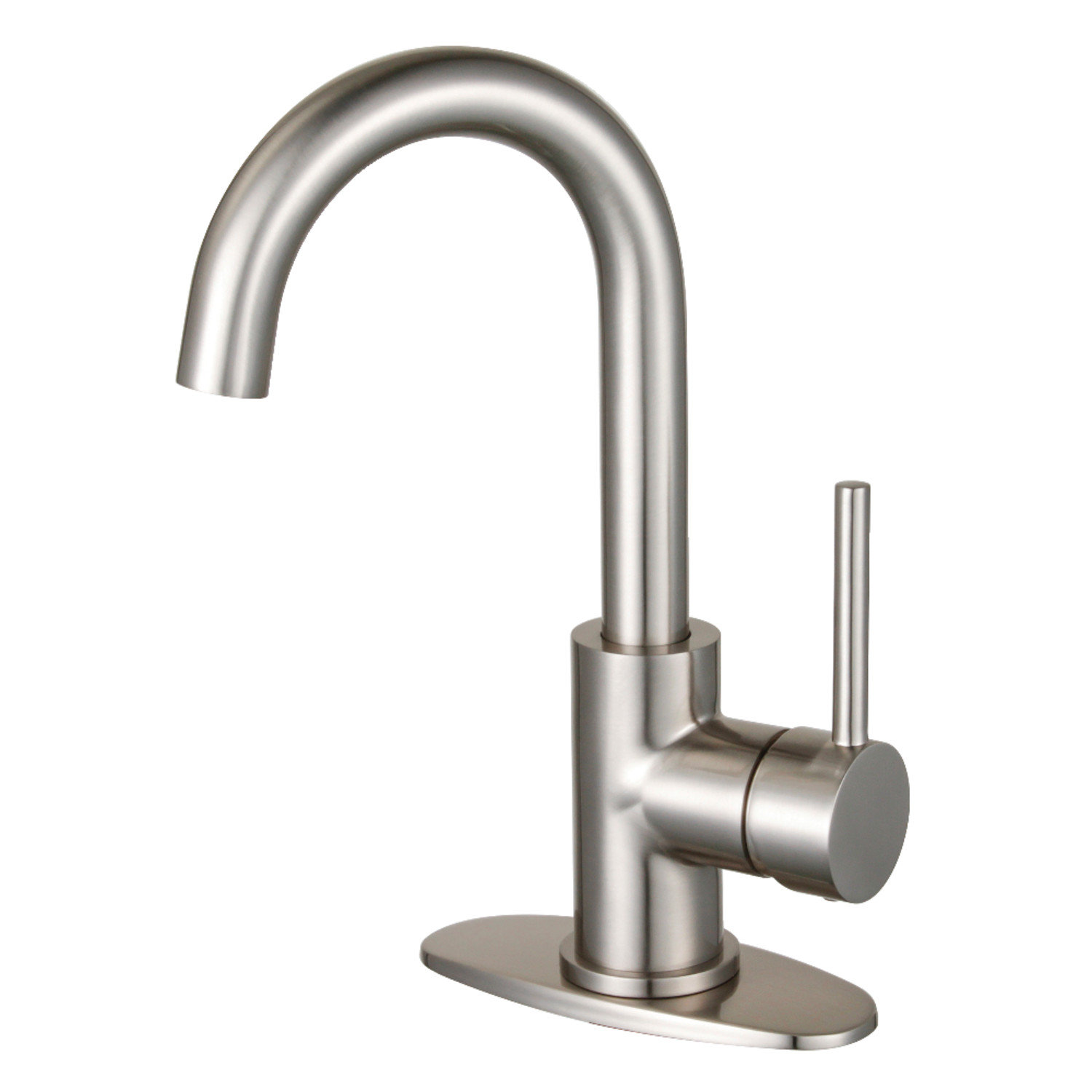 Kingston Brass Concord Single-Handle 1-Hole Deck Mount Bathroom Faucet with Push Pop-Up, Brushed Nickel