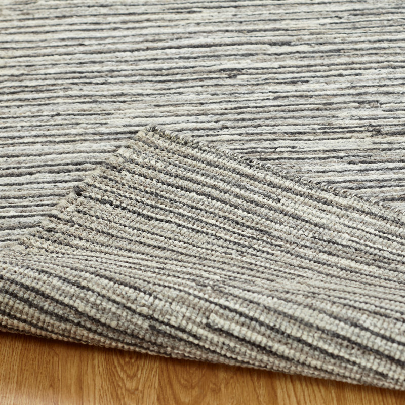 Tapis décoratif grise nouée à la main South Hadley, Tapis de couloir beige, Gris clair