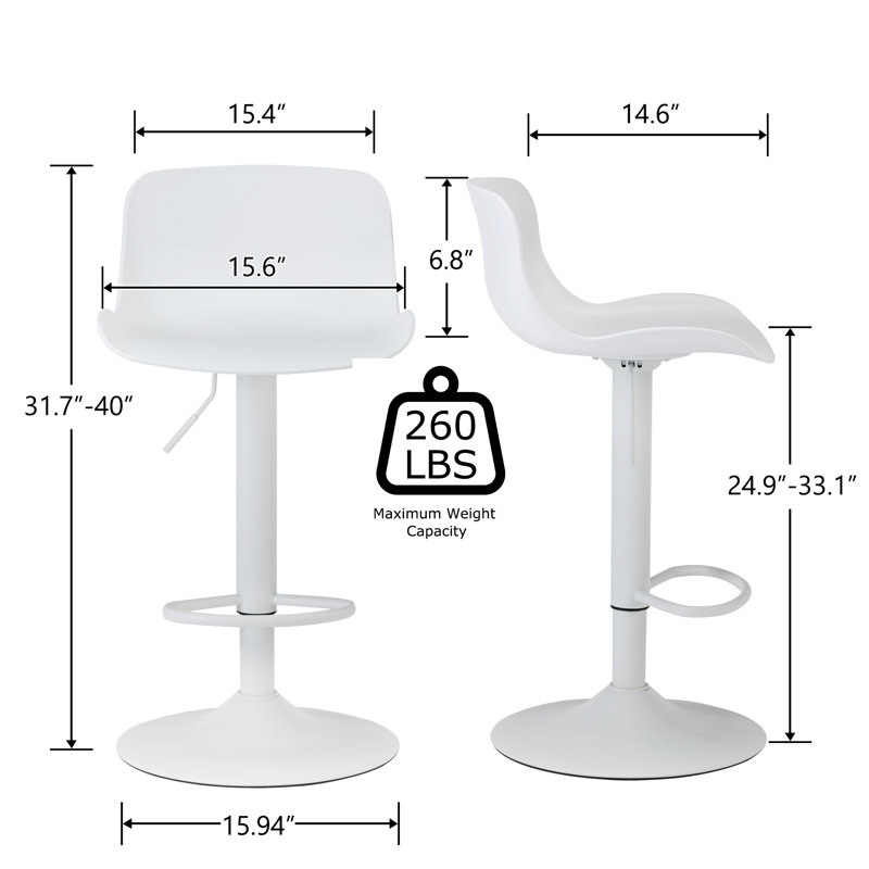 Tabouret de bar Beora, 2, Blanc