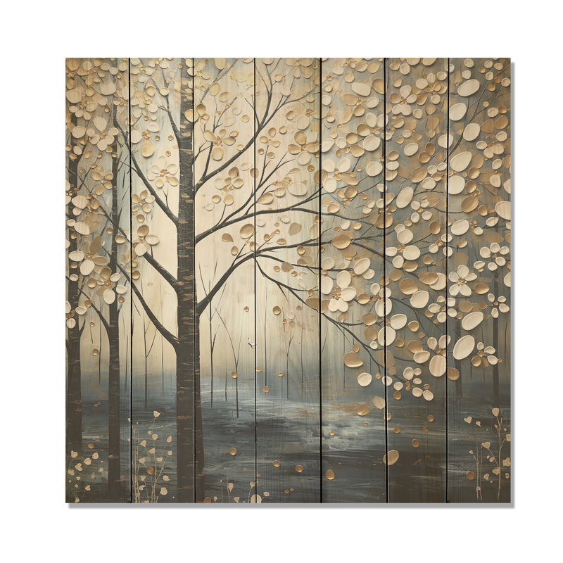 Blue Forest Tranquility In Winter I - Fruits On Wood Print, 36" H x 36" W