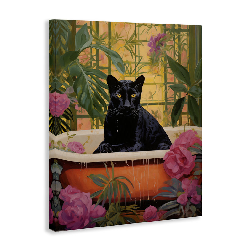 Toile de salle de bain Lush Tropics Panther, design par Heidi Kuntz, H 48 po x l 36 po