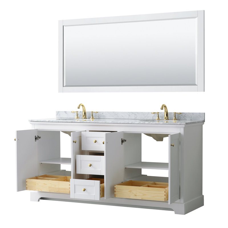 Ensemble de meuble-lavabo double 72 po Avery, Blanc, Chrome poli