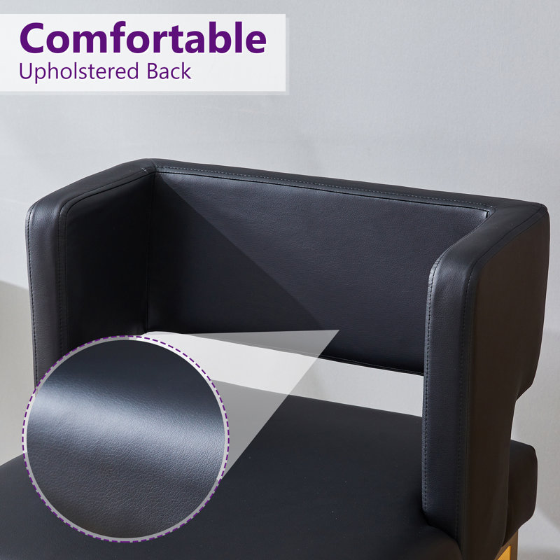 Tabouret de comptoir rembourré avec structure en métal (ensemble de 2), Noir, Doré