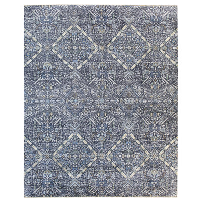 One-of-a-Kind Rectangle 7'11" X 9'10" New Age Silk Area Rug in Gray/Blue