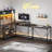 U-shaped Computer Desk With Pegboard and 4 Hooks Led Lights-5174337