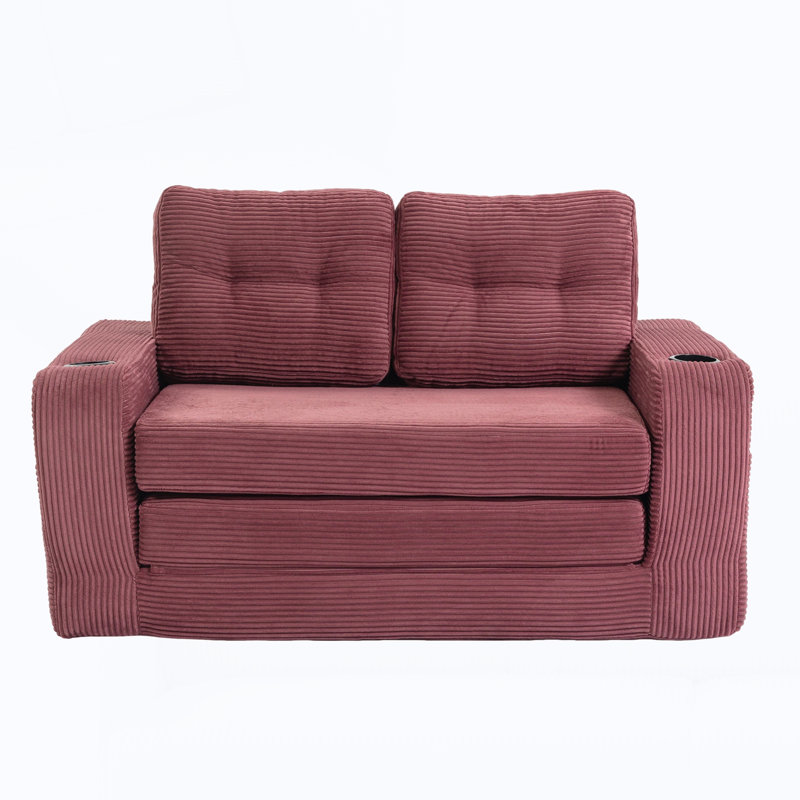 Canapé pliable avec coussins pour le salon de la chambre à coucher, Rouge vin