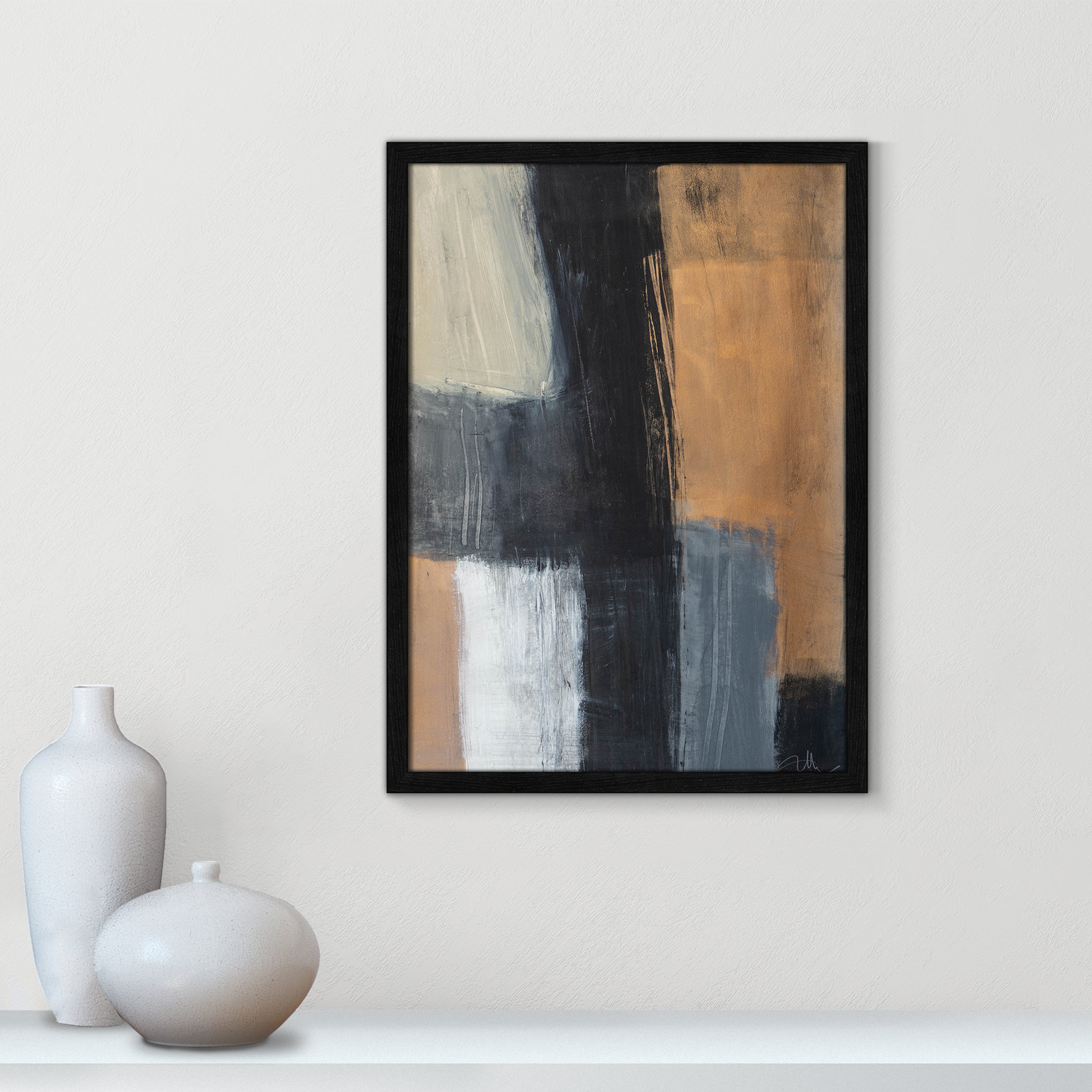 Metallic Slate II by Casa Fine Arts, 23" H x 17" W x 1.25" D, Black Slim Unmatted Picture Framed