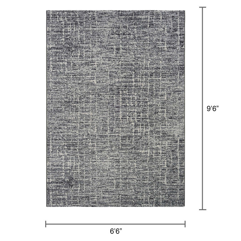 Kellems Abstract Pewter Black Performance Area Rug, Rectangle 6'6" x 9'6"