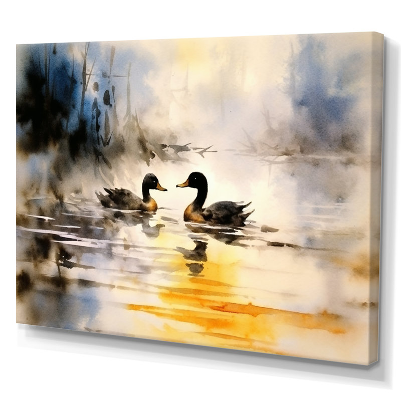 «Ducks In Pond III», reproduction sur toile, H 16 po x l 32 po x P 1 po, Toile tendue