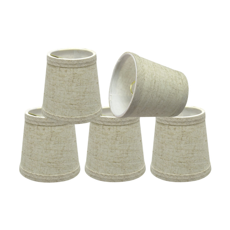 Set of 5 Beige Linen Empire Mini Chandelier Lamp Shades